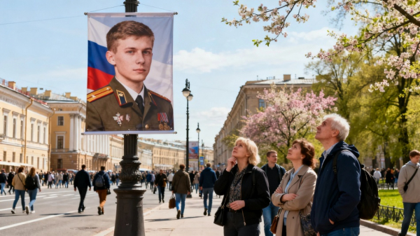 В Петербурге установили баннер с портретом бойца СВО Петра Манджиева В Петербурге установили баннер с портретом бойца СВО Петра Манджиева